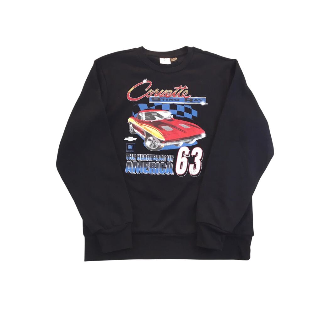 Sweatshirt Black GM Chevy Corvette Sting Ray 63 Med NWT $45